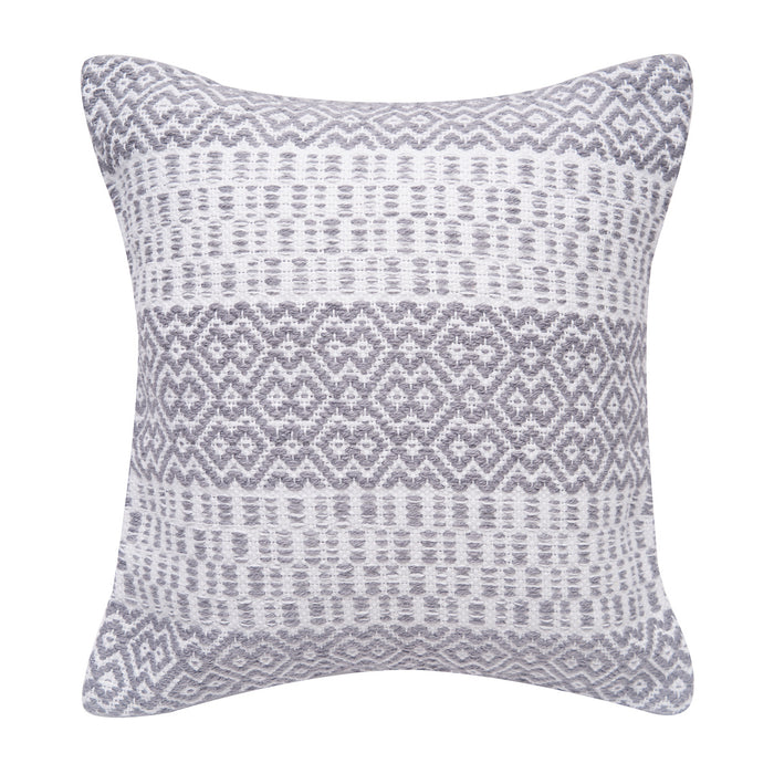 A 18in. x 18in. Pim Diamond Stripe Indoor Outdoor Pillow.