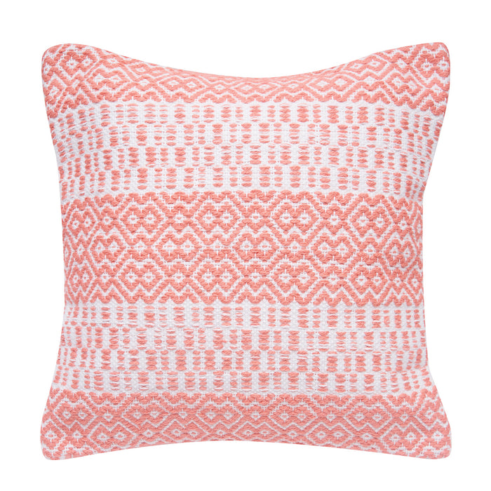 A 18in. x 18in. Pim Diamond Stripe Indoor Outdoor Pillow.