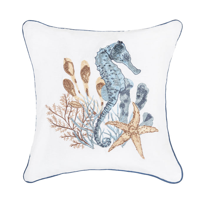A 18in. x 18in. Seahorse Sands Pillow.