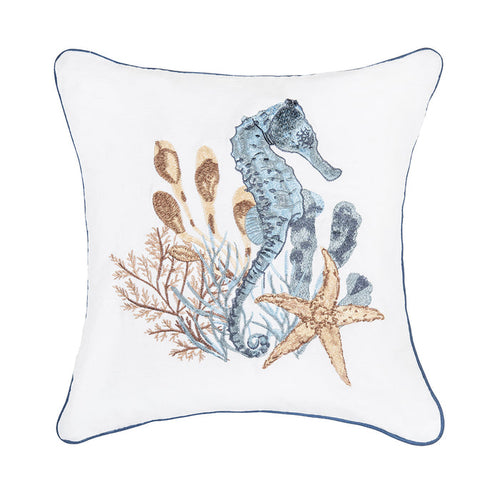 A 18in. x 18in. Seahorse Sands Pillow.