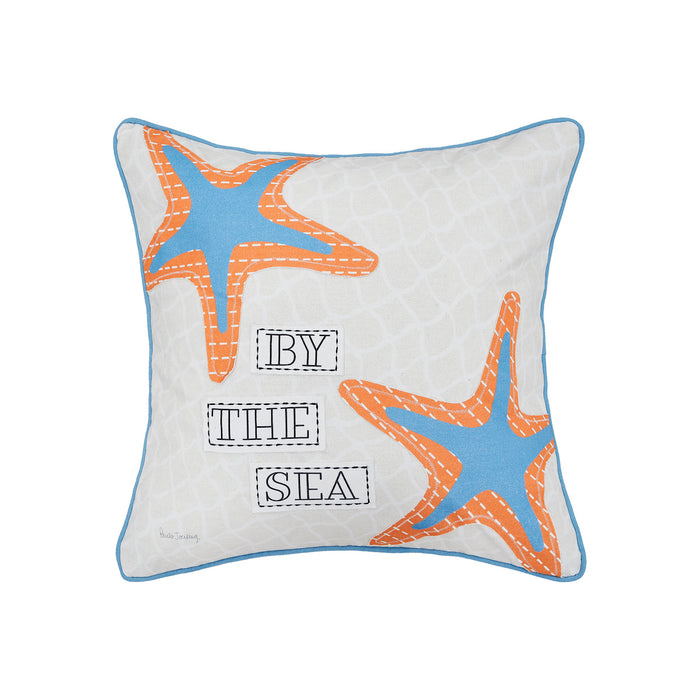 A 18in. x 18in. Starfish By The Sea Pillow.