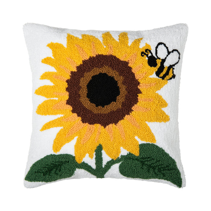 A 18in. x 18in. Sunflower & Bee Pillow.