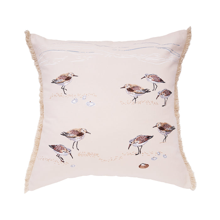 A 20in. x 20in. Sandpiper Embroidered Indoor Pillow.