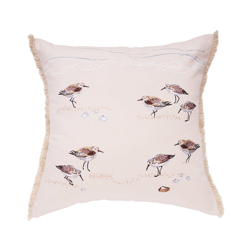 A 20in. x 20in. Sandpiper Embroidered Indoor Pillow.