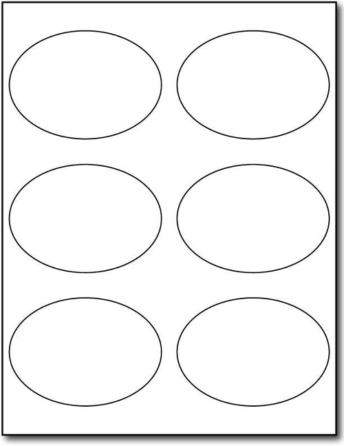 Adhesive Labels white Oval, size A6, measure (3 7/8" x 2 3/4" Oval) , compatible with inkjet and laser , Matte Both Sides