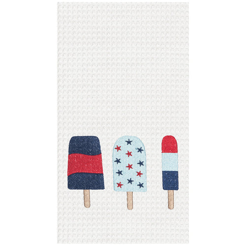 A 3 Popsicles Waffle Weave Kitchen Towel.
