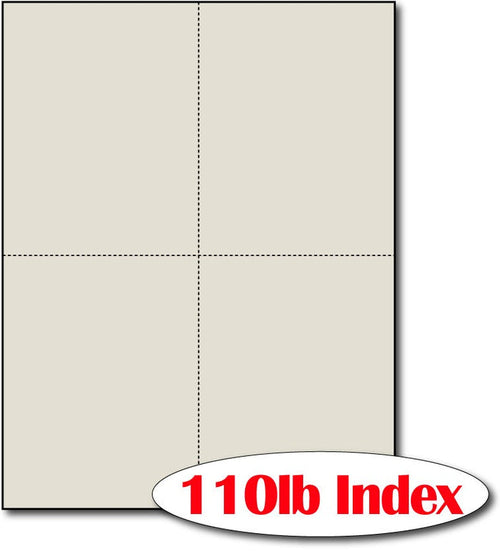 4 Microperforated Grey Postcards on an 8 1/2" x 11" Sheet.