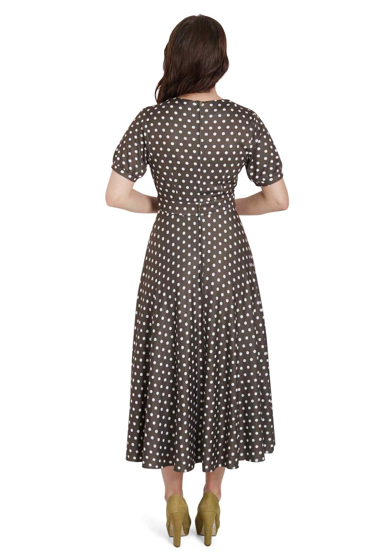Julia 50s Style Brown Polka Dot Day Dress