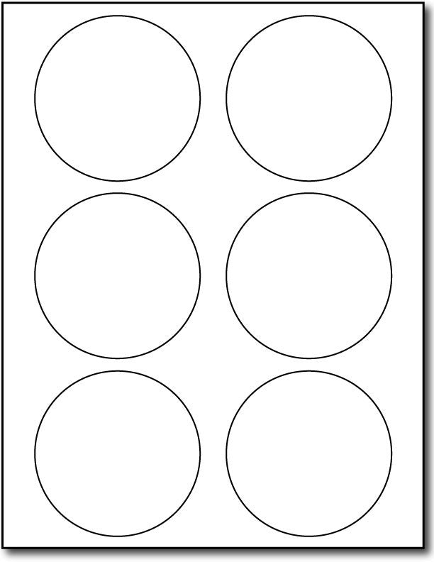 Adhesive 6-Up Round Labels, measure (3 1/3" Round) , compatible  with inkjet and laser, matte both sides