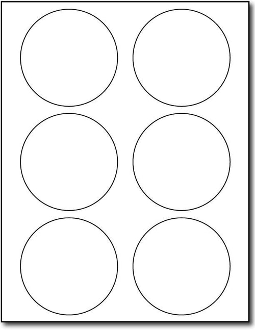Adhesive 6-Up Round Labels, measure (3 1/3" Round) , compatible  with inkjet and laser, matte both sides