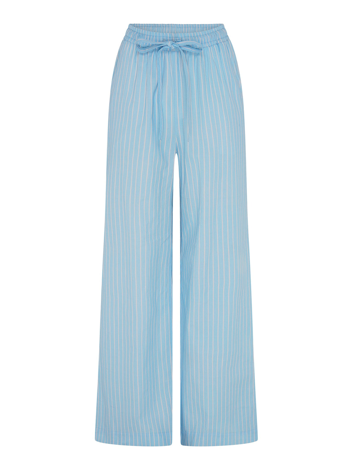 Ramela Elasticated Waist Trouser in Cream and Blue Stripe