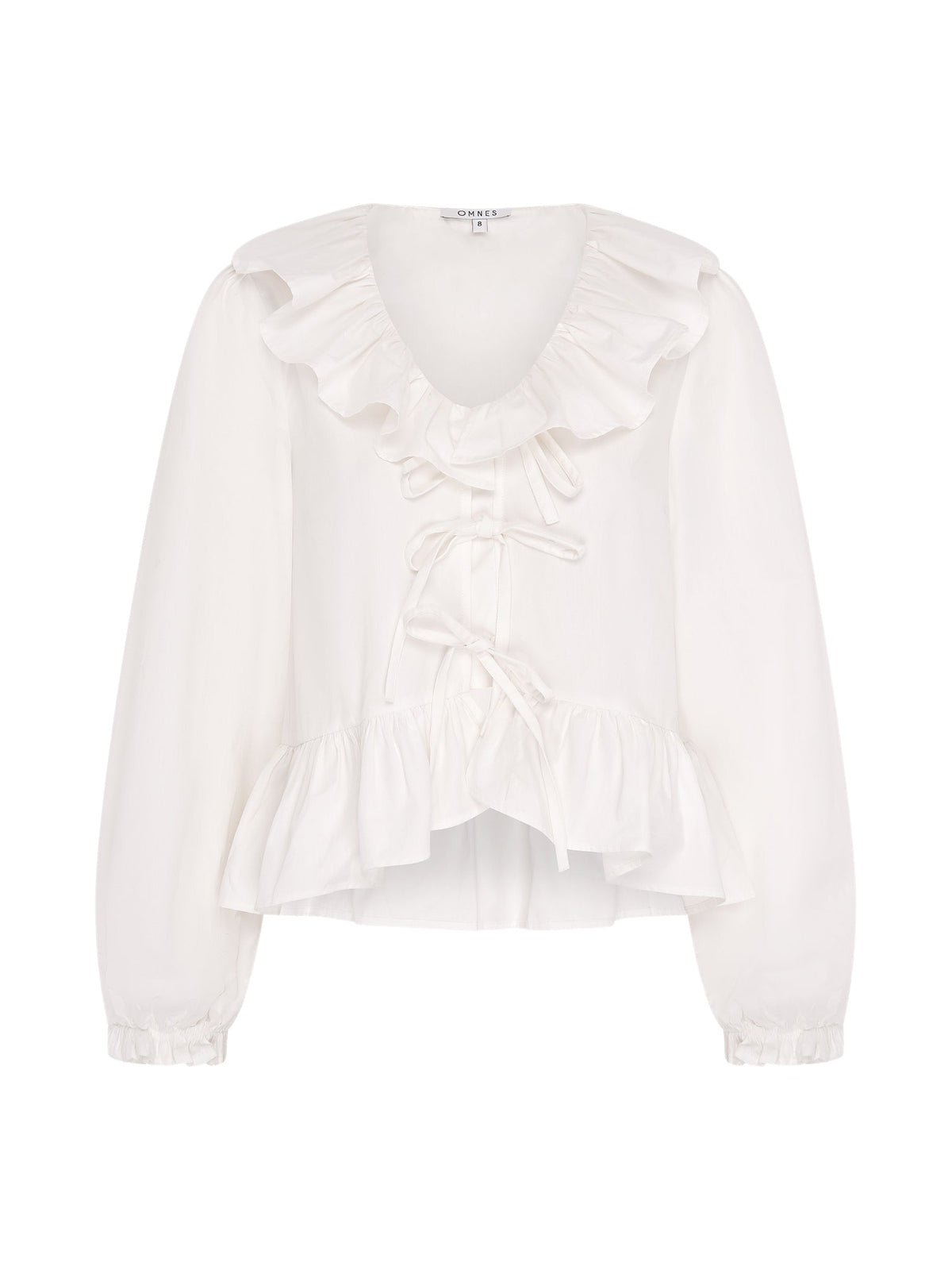Selena Frill Blouse in White