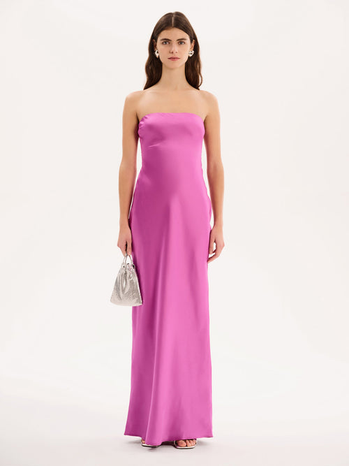 Amdra Strapless Dress in Purple