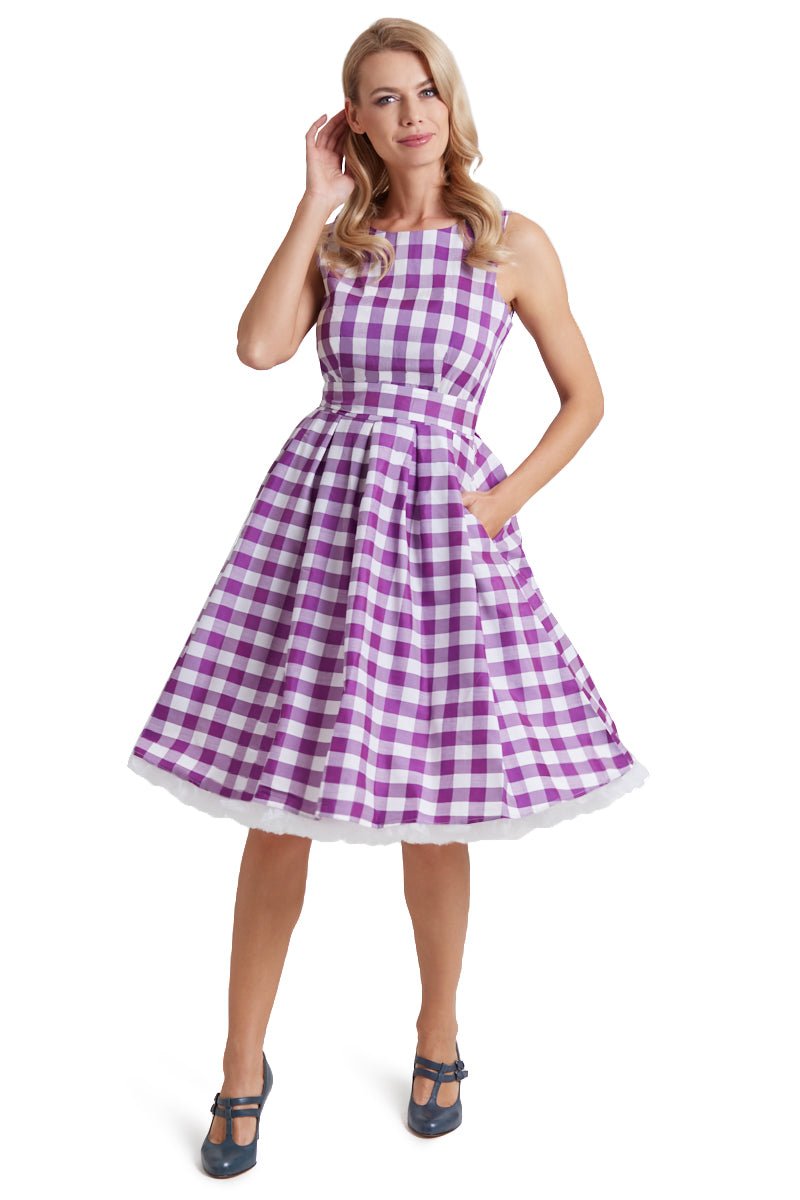 Annie Purple Gingham Swing Dress