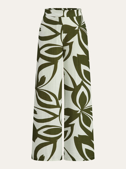 Floral Print Wide-Leg Pants