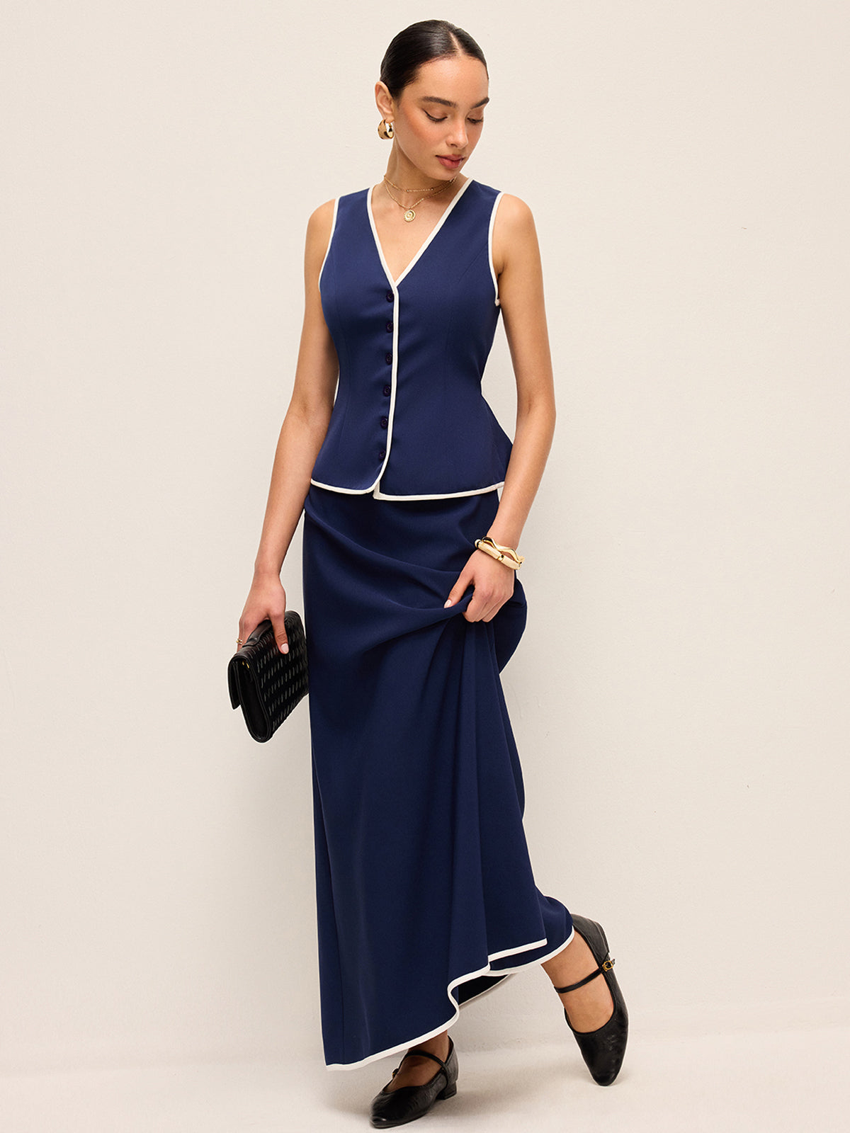 Mid-Waist Flared Skirt