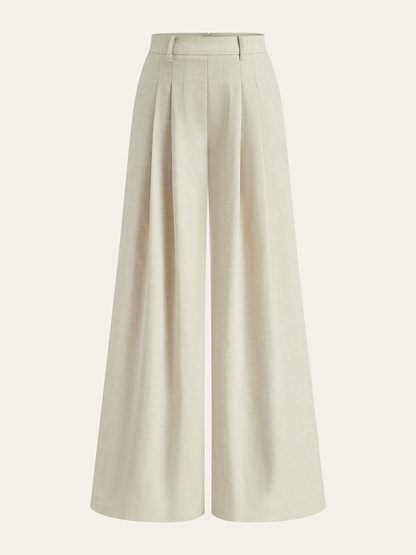 Linen Blend Wide-Leg Pants