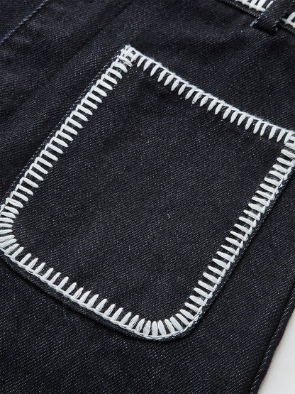 Contrast Trim Denim Shorts