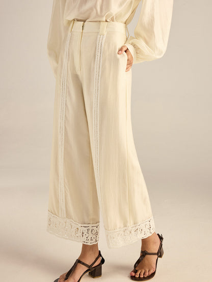 Crochet Tencel Wide-Leg Pants