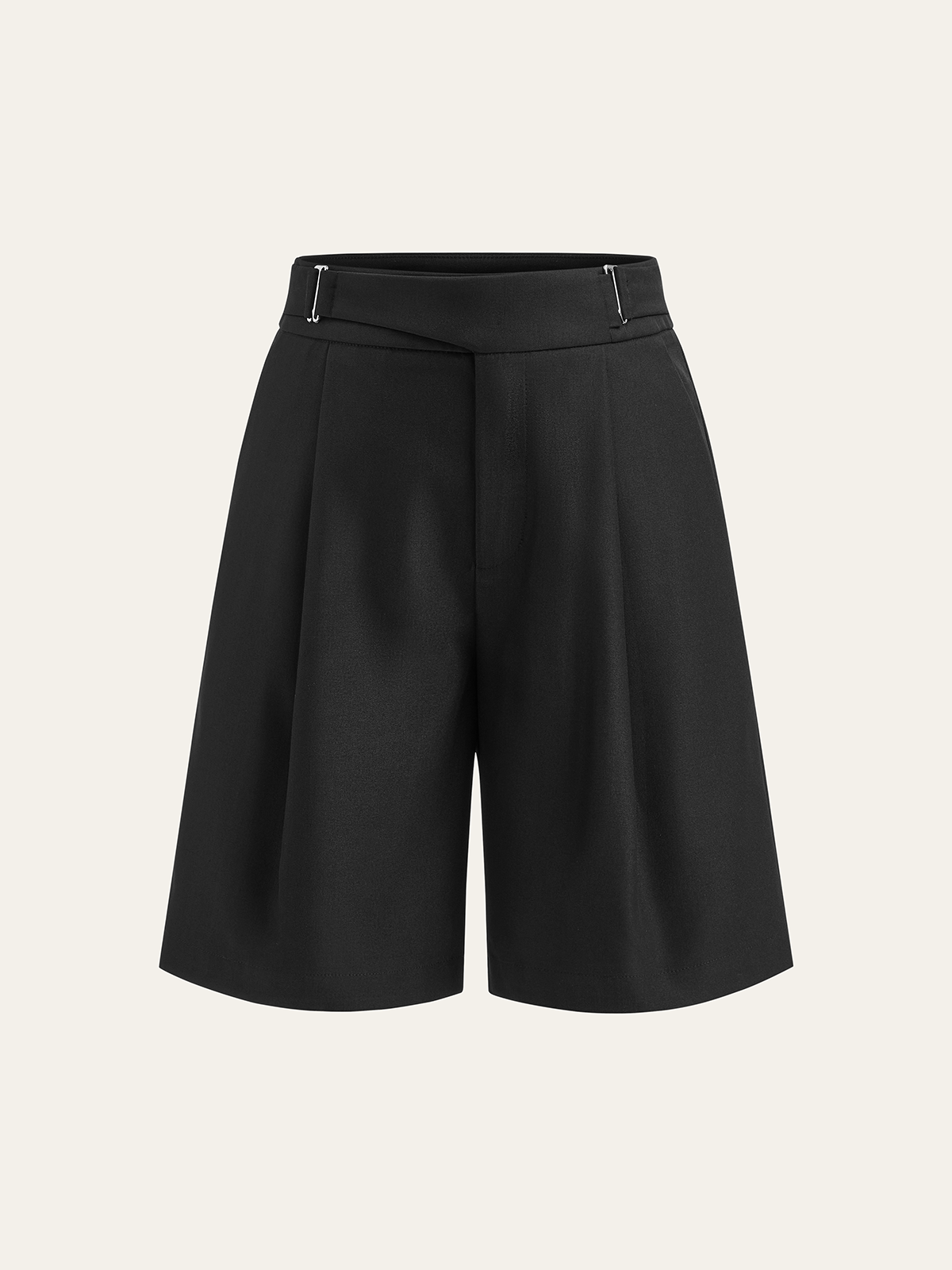 Buckle Detail Mid-Waist Shorts
