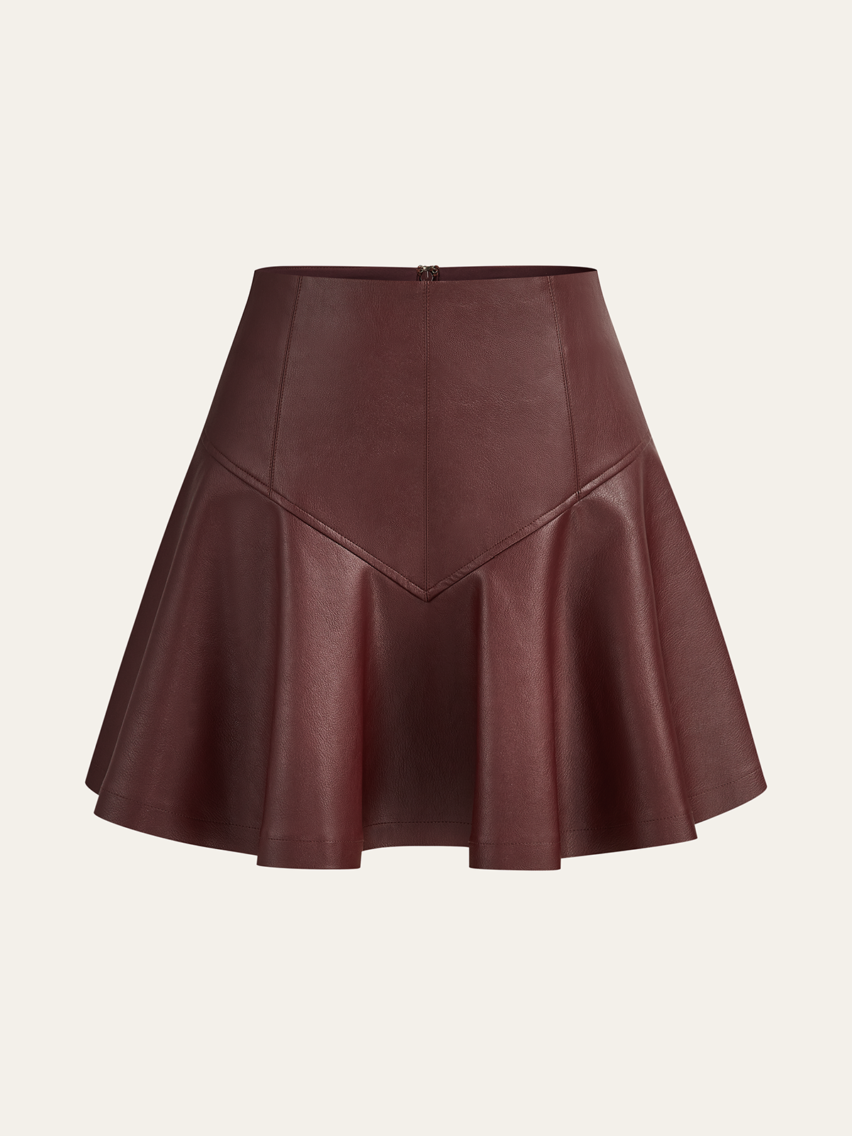 PU High-Waisted Flared Mini Skirt