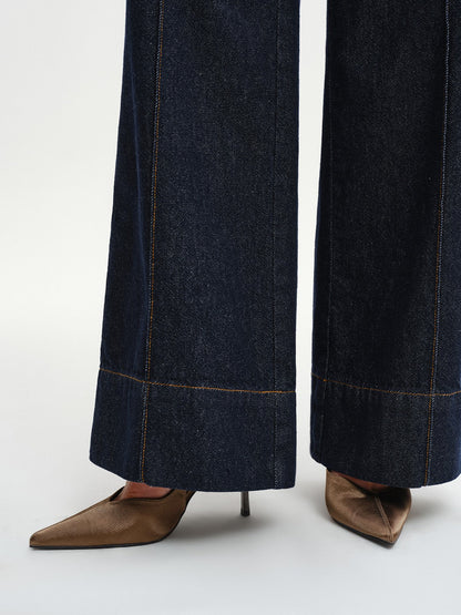 High-Waist Wide-Leg Denim Jeans