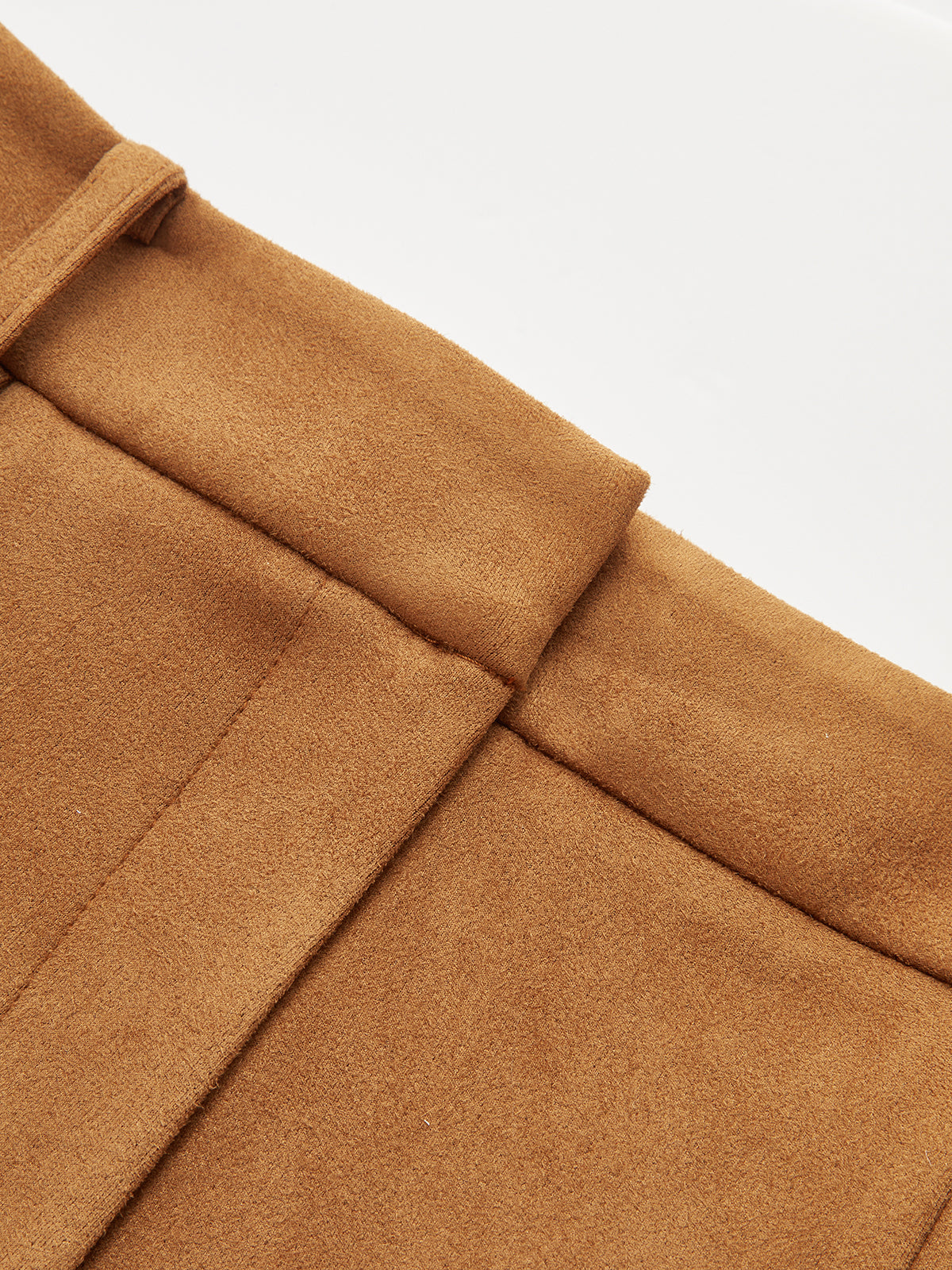 Suede Effect Mid-Waist Paneled Pants