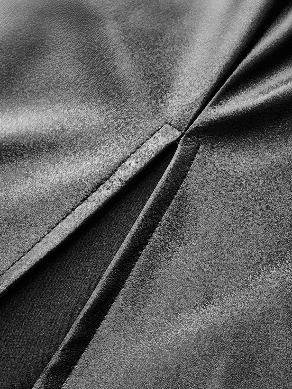 Knot Detail PU Leather Midi Skirt