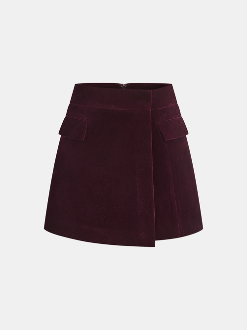 Corduroy Asymmetric Mini Skirt