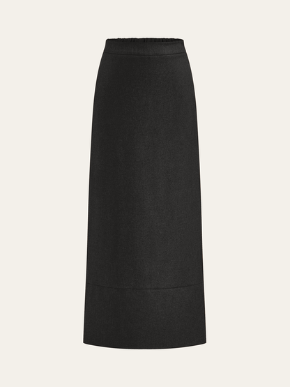 Elastic Waist Slit Maxi Skirt