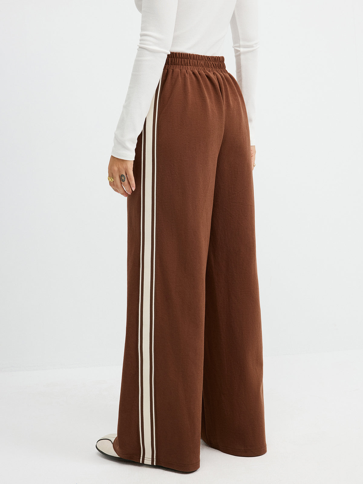 Side-Stripe Drawstring Mid-Waist Sweatpants