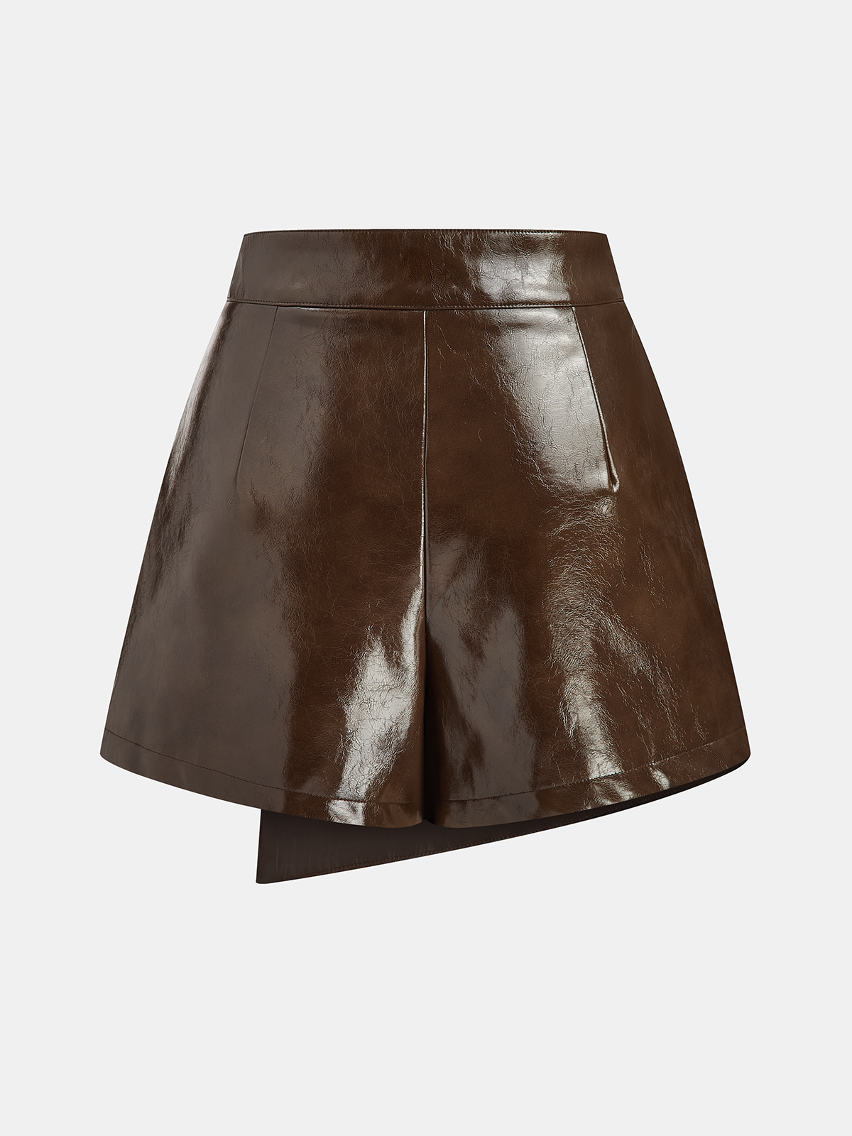 Vintage Asymmetrical Layered Faux Leahter Skorts