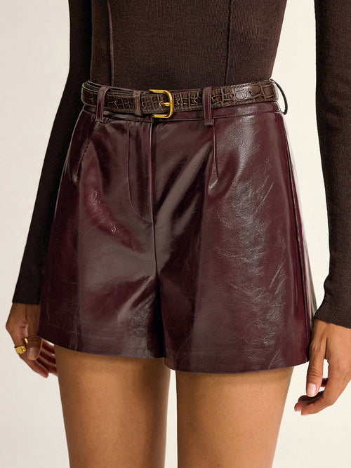 PU Leather Shorts without Belt