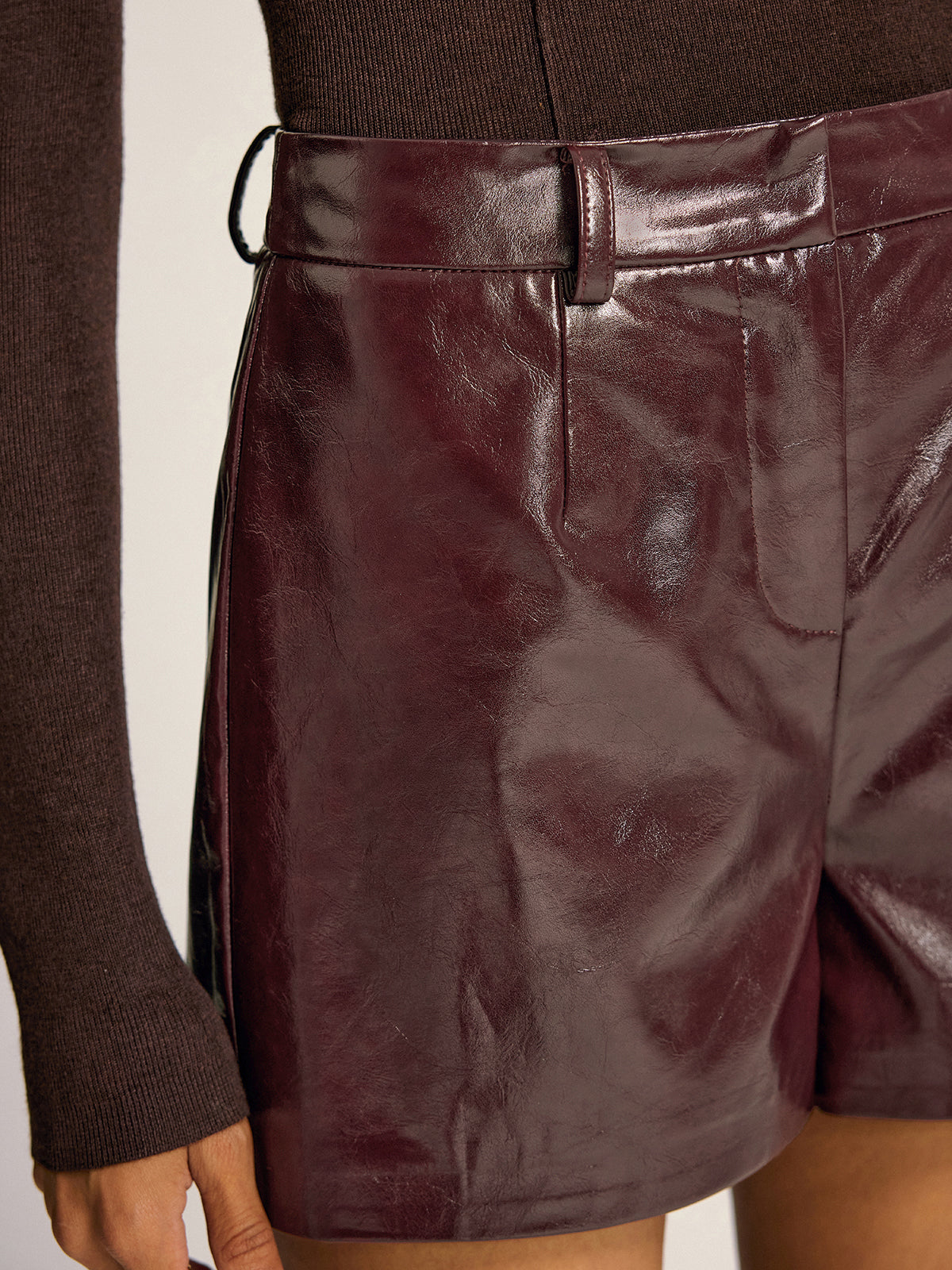 PU Leather Shorts without Belt