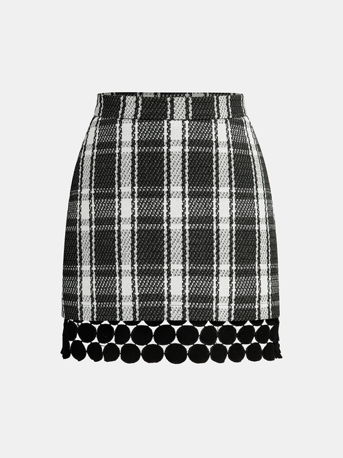 Checked Plaid Circle Linked Mini Skirt
