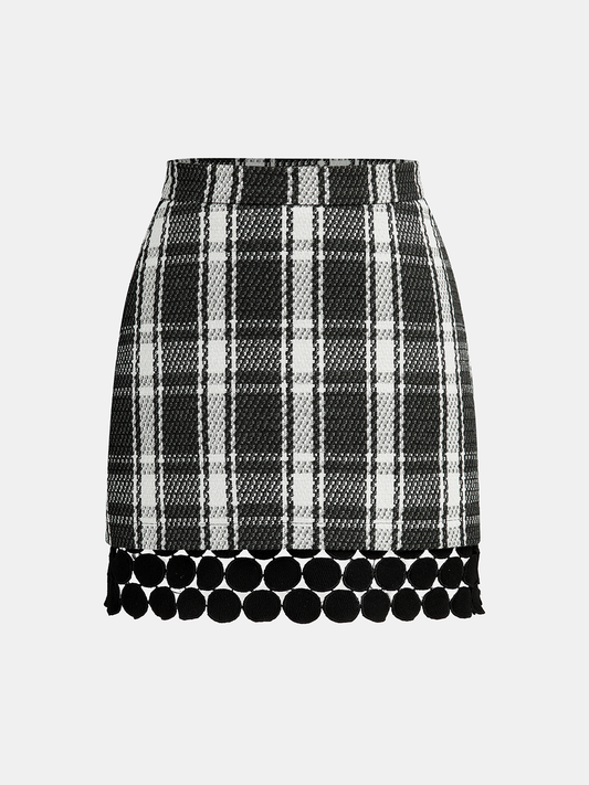 Checked Plaid Circle Linked Mini Skirt
