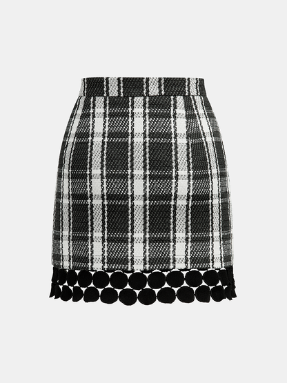 Checked Plaid Circle Linked Mini Skirt