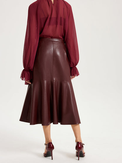 Faux Leather Effect Midi Skirt