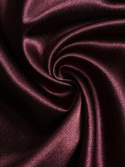 Faux Leather Panel Asymmetric Satin Maxi Skirt