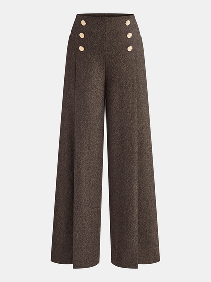 Buttoned Twill Retro Pants