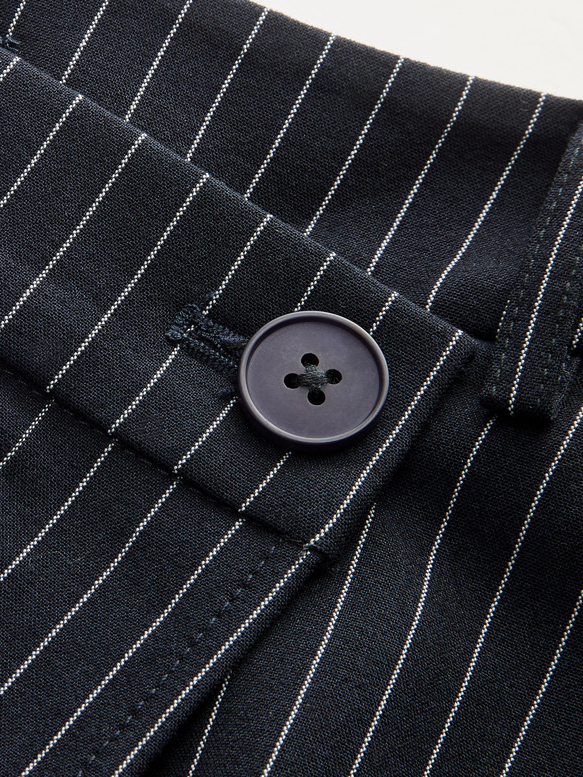 Wide-Leg Pinstriped Asymmetric Placket Pants
