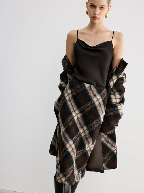 Plaid Wool-Blend Midi Pencil Skirt