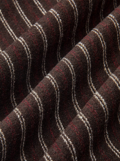 Asymmetric Placket Tweed Pinstripe Wide-Leg Pants