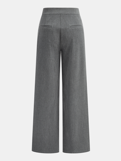 Metal Detail Wide-Leg Pants