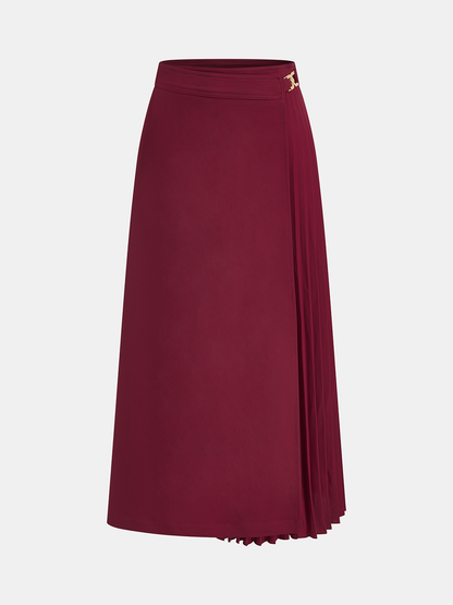 Asymmetric Pleated Maxi Skirt