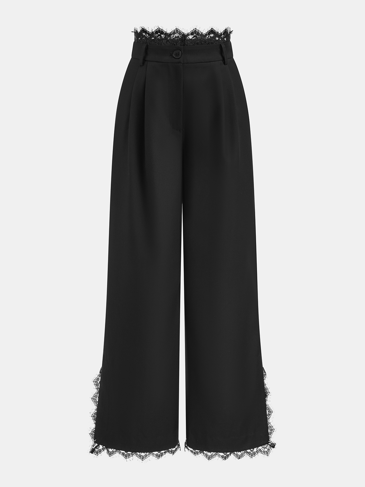 Lace Trim Wide-Leg Pants