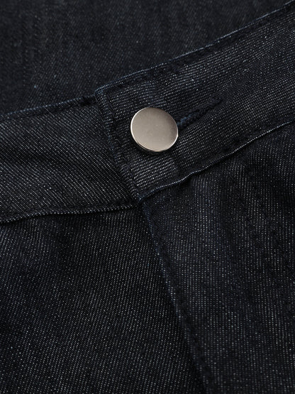 High-Waist Denim Extra Long Wide-Leg Pants