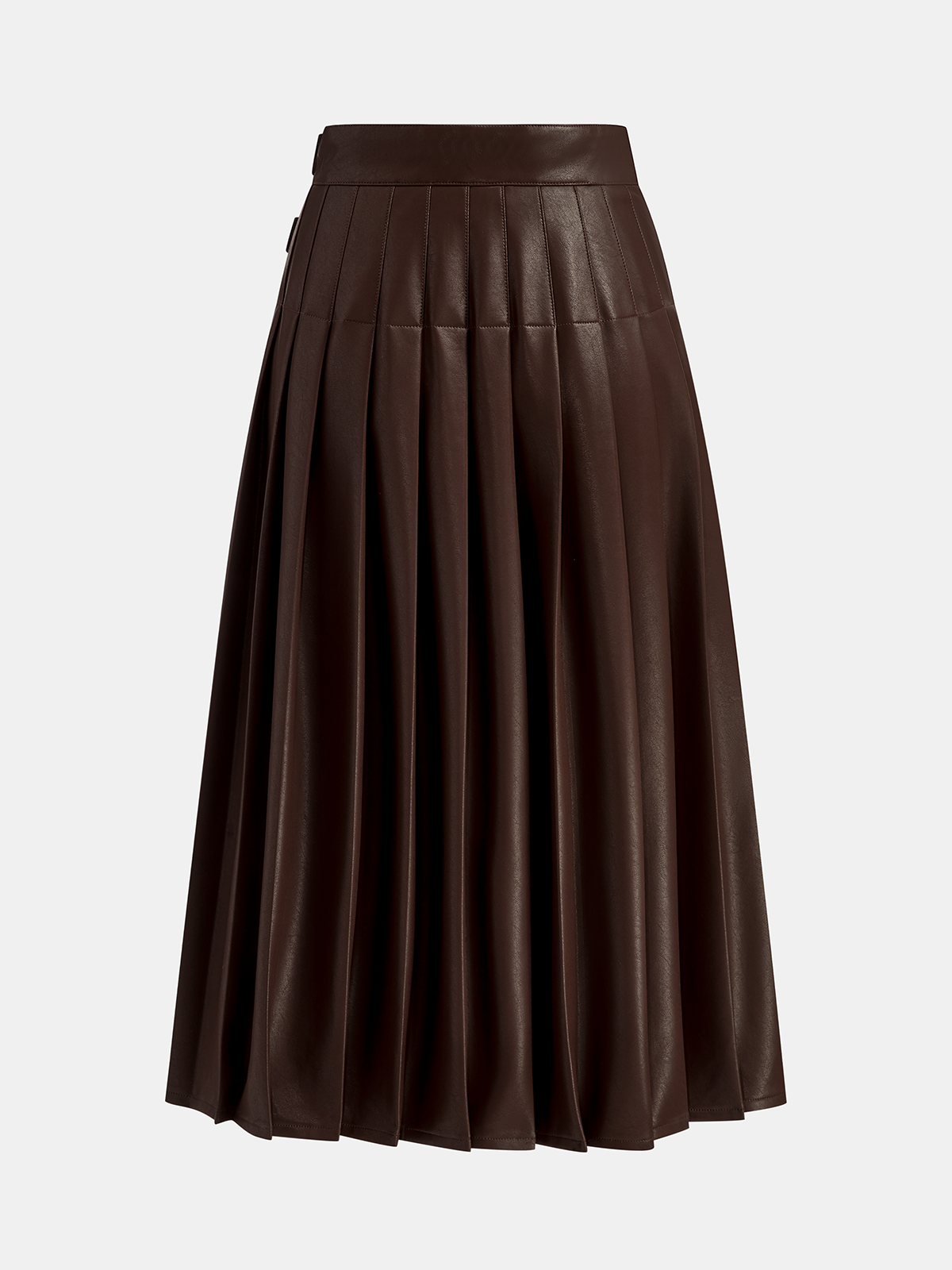 Double Buckle Detail Faux Leather Midi Skirt