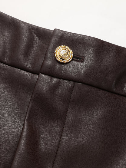 Faux Leather Wide-Leg Pants