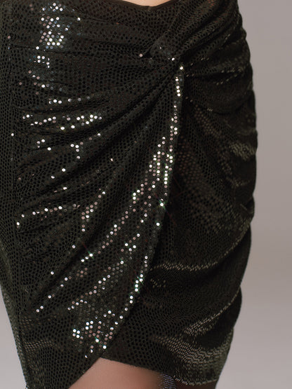 Sequined Ruched Mini Skirts